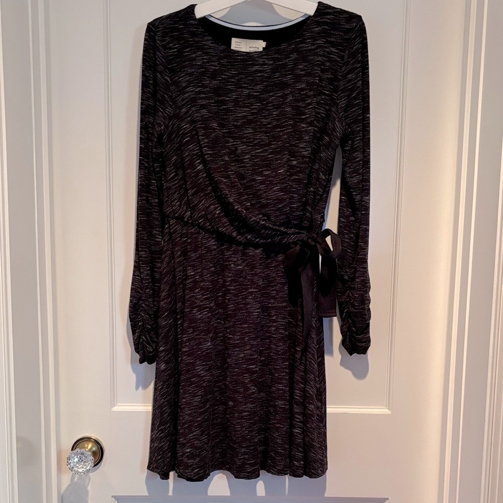 Saturday Sunday heather charcoal gray long sleeve faux wrap dress